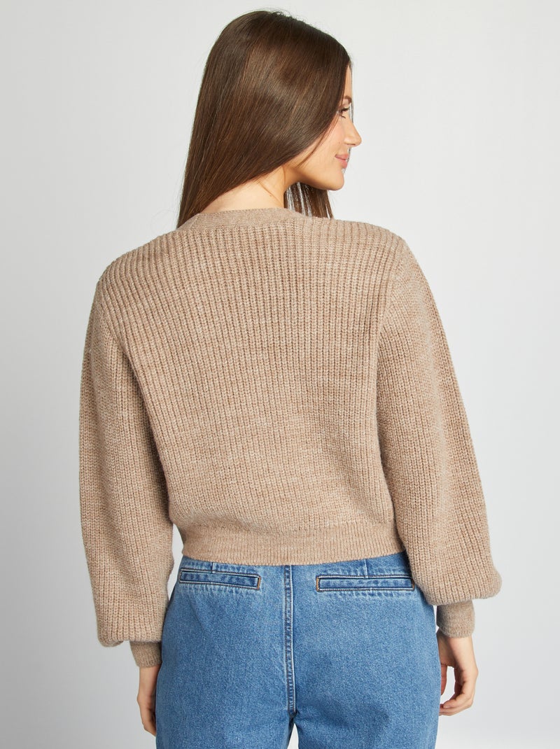 Gilet en maille grosse jauge à liens Marron - Kiabi