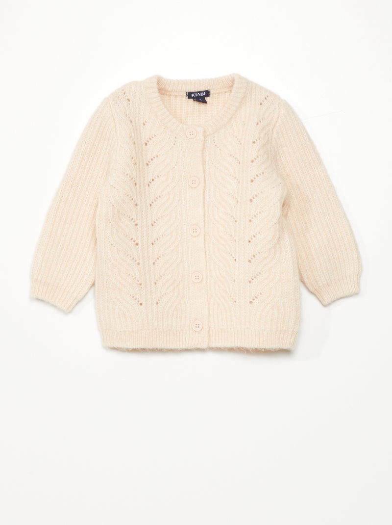 Gilet en maille grosse jauge ajouré Rose clair - Kiabi