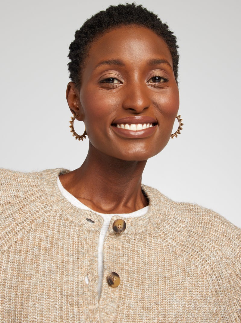 Gilet en maille grosse jauge Beige - Kiabi