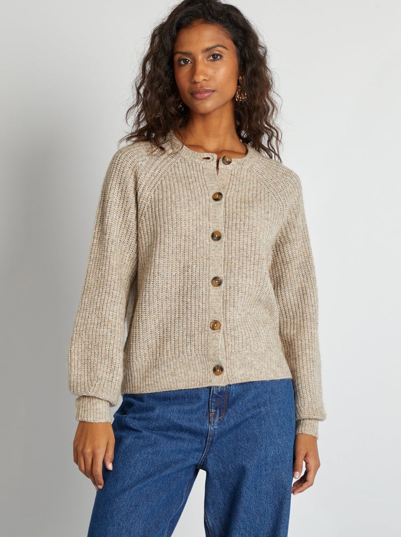 Gilet en maille grosse jauge Beige - Kiabi