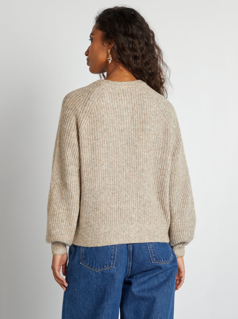 Gilet en maille grosse jauge Beige - Kiabi