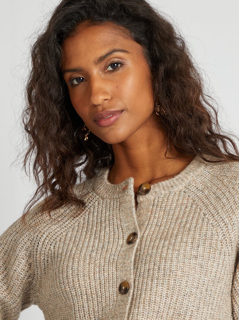 Gilet en maille grosse jauge Beige - Kiabi