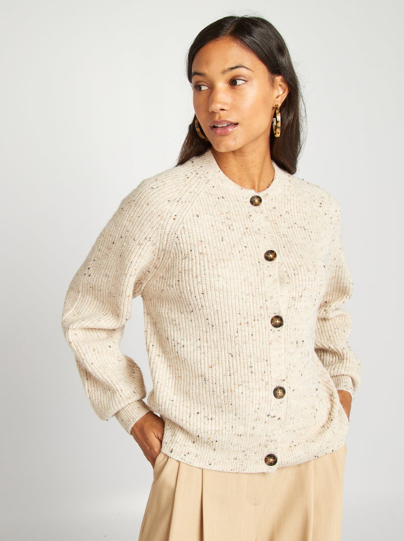 Gilet en maille grosse jauge Beige - Kiabi