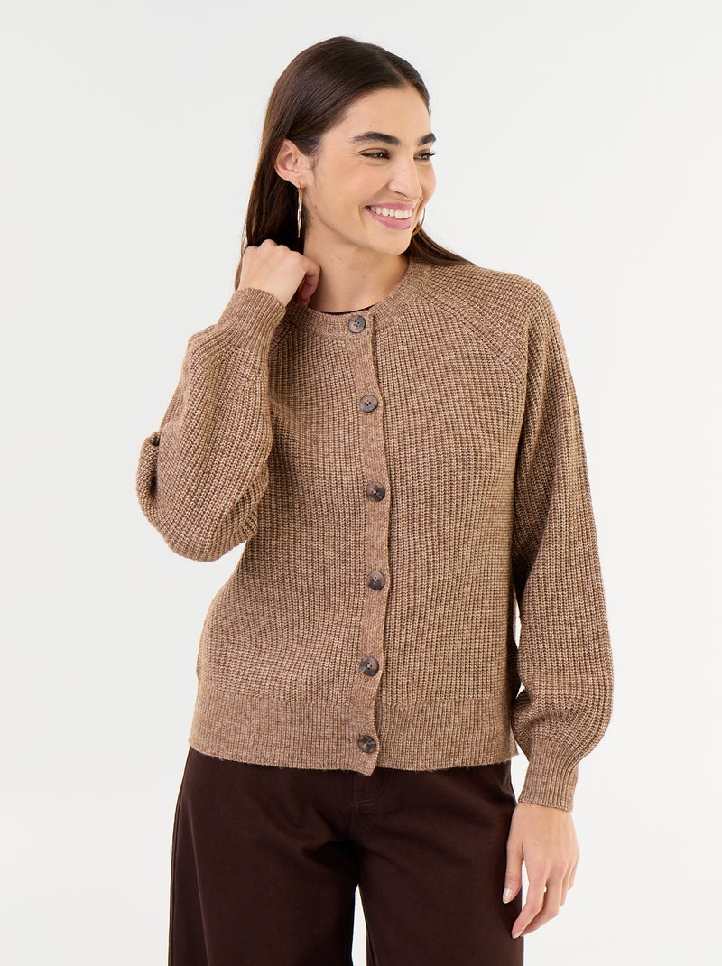 Gilet en maille grosse jauge Beige - Kiabi