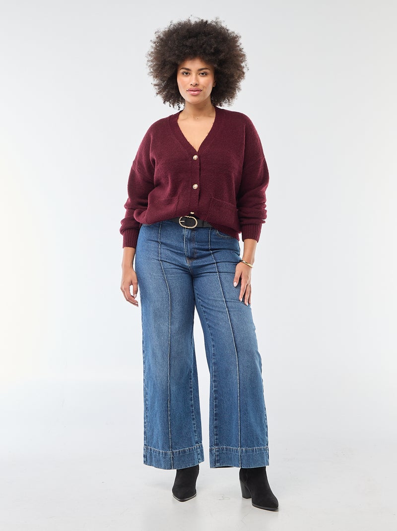 Gilet en maille grosse jauge Bordeaux - Kiabi