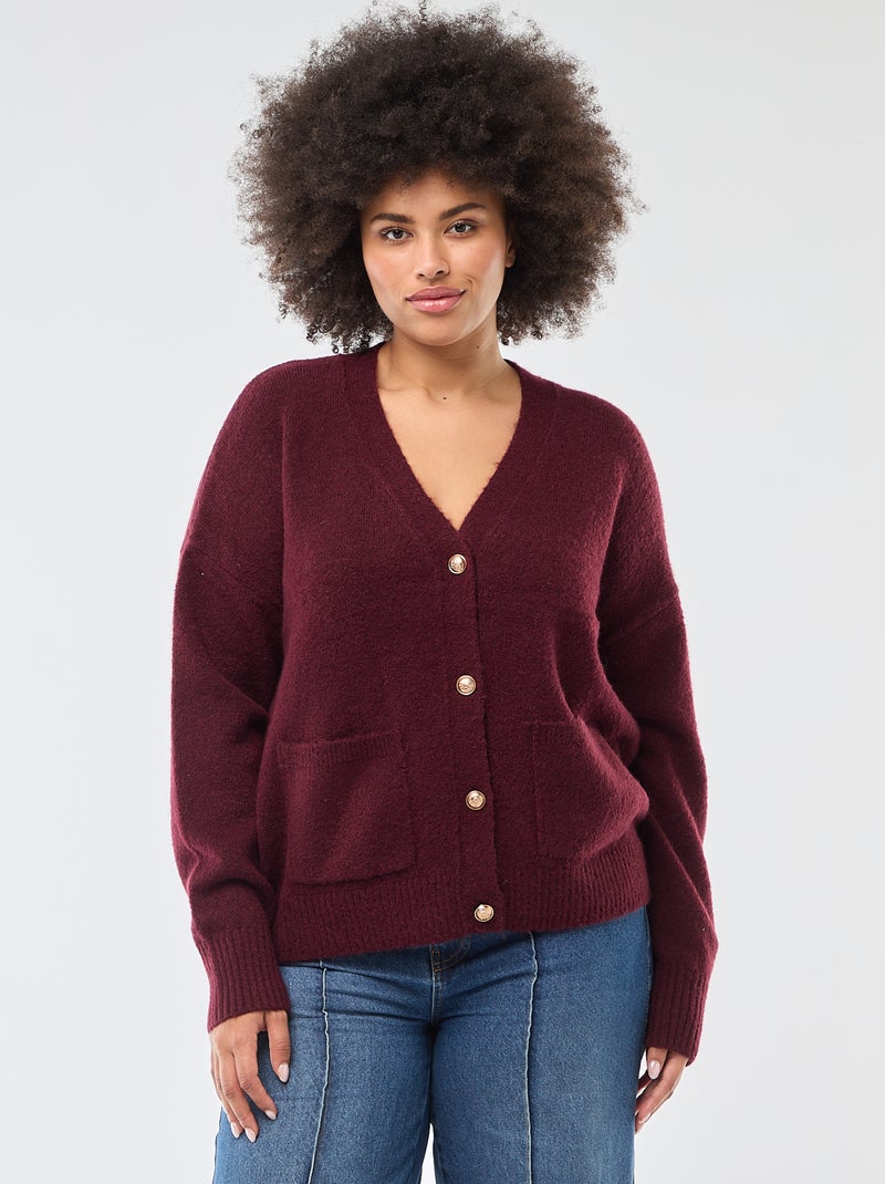 Gilet en maille grosse jauge Bordeaux - Kiabi