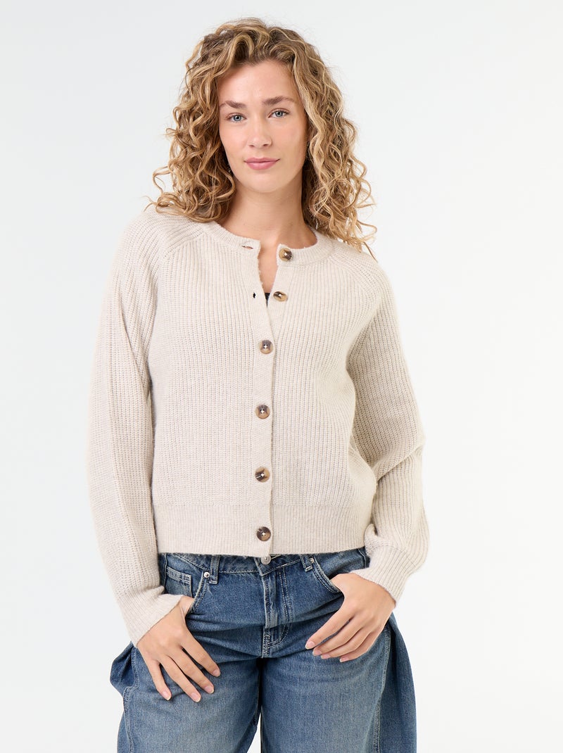 Gilet en maille grosse jauge Gris - Kiabi
