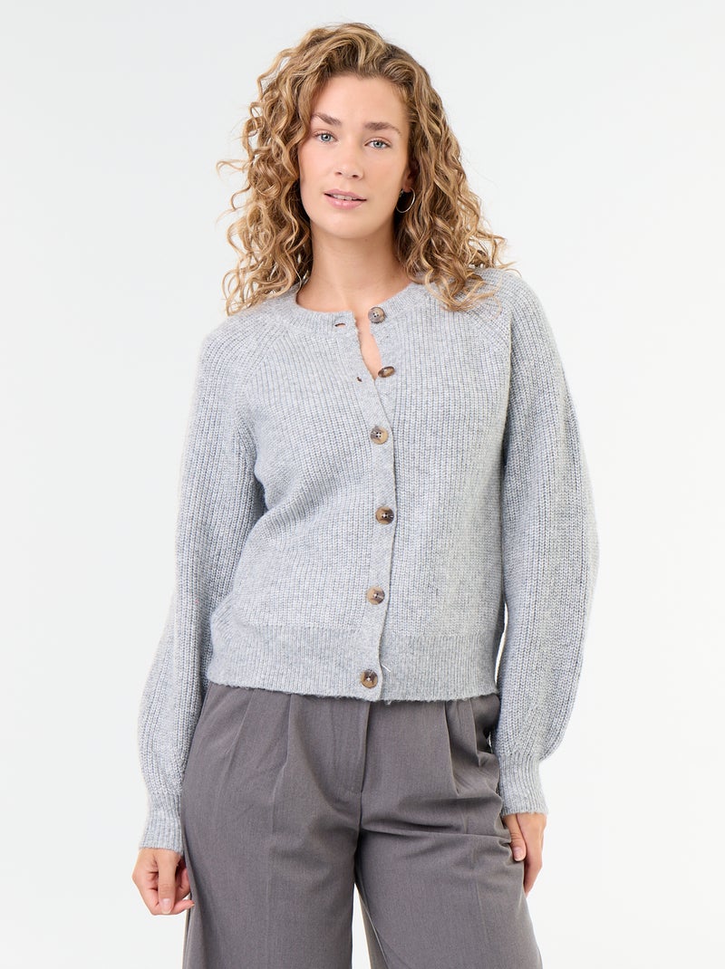 Gilet en maille grosse jauge Gris - Kiabi
