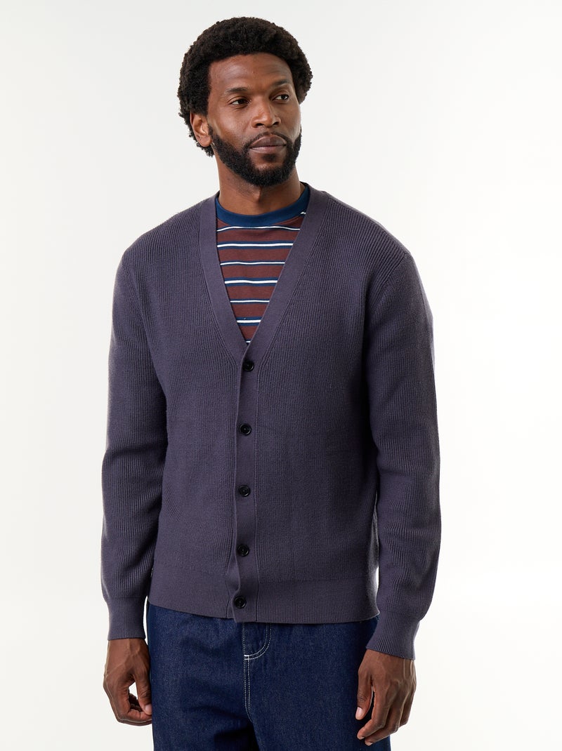 Gilet en maille grosse jauge Gris - Kiabi