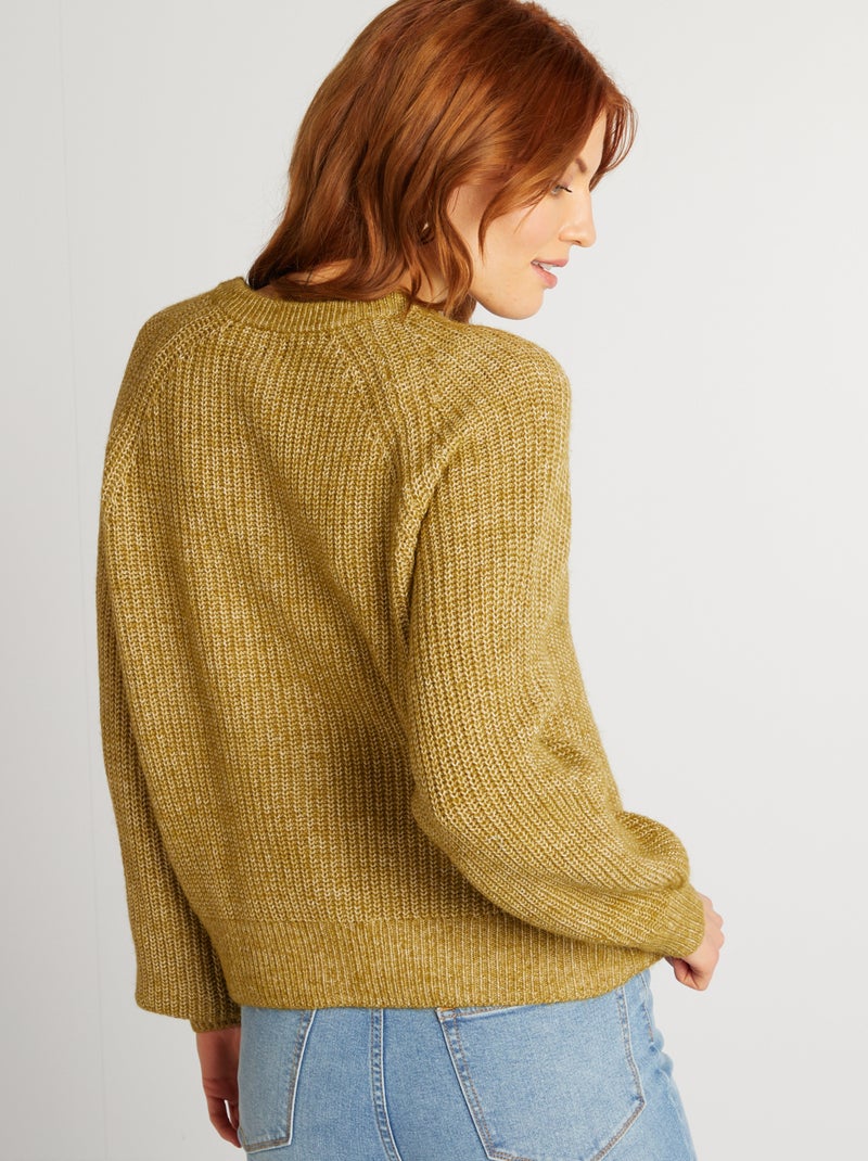 Gilet en maille grosse jauge Kaki - Kiabi