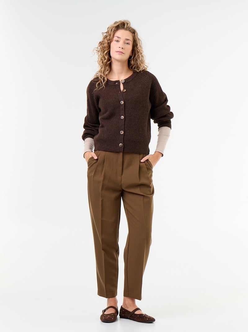Gilet en maille grosse jauge Marron - Kiabi