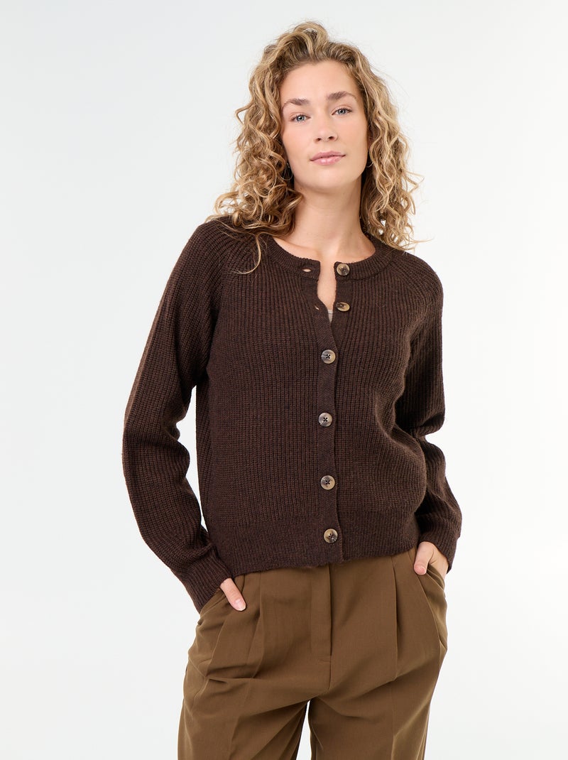 Gilet en maille grosse jauge Marron - Kiabi