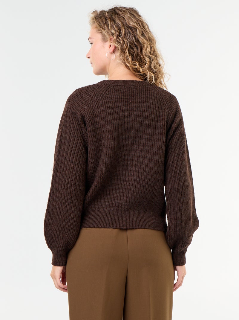Gilet en maille grosse jauge Marron - Kiabi