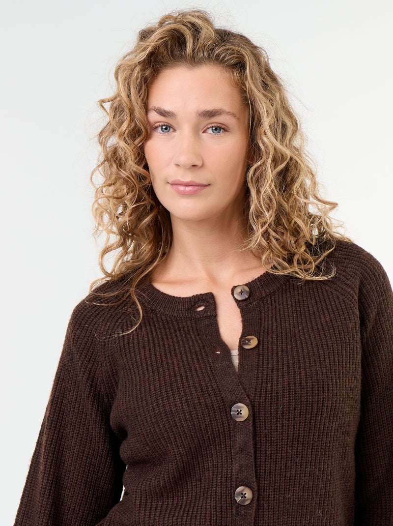 Gilet en maille grosse jauge Marron - Kiabi