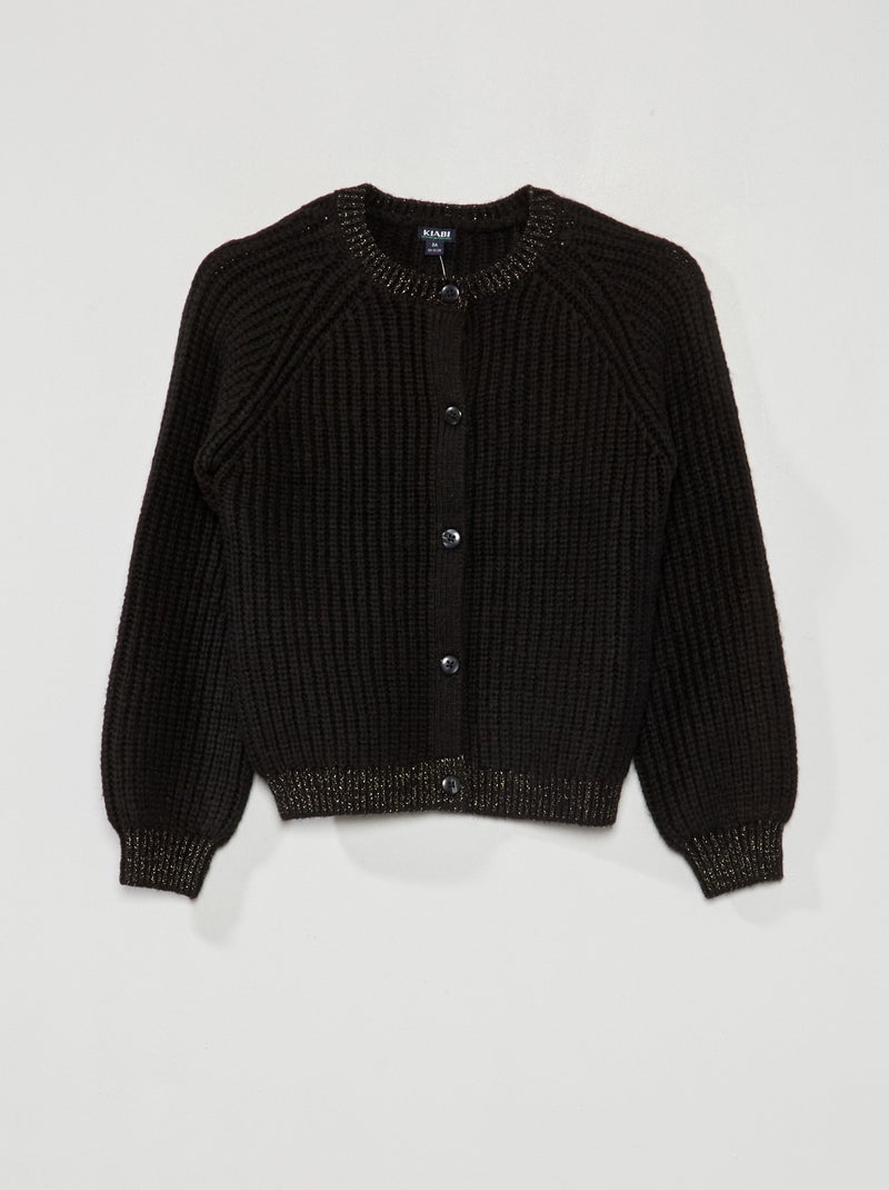 Gilet en maille grosse jauge noir - Kiabi