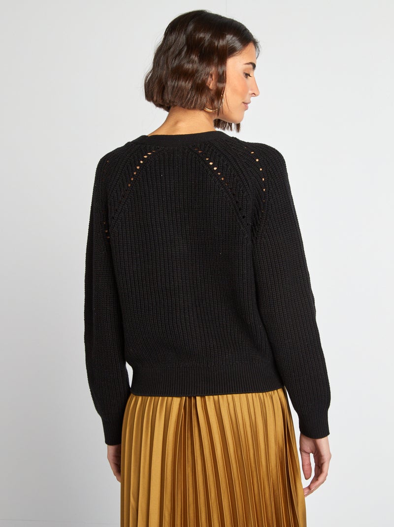 Gilet en maille grosse jauge noir - Kiabi