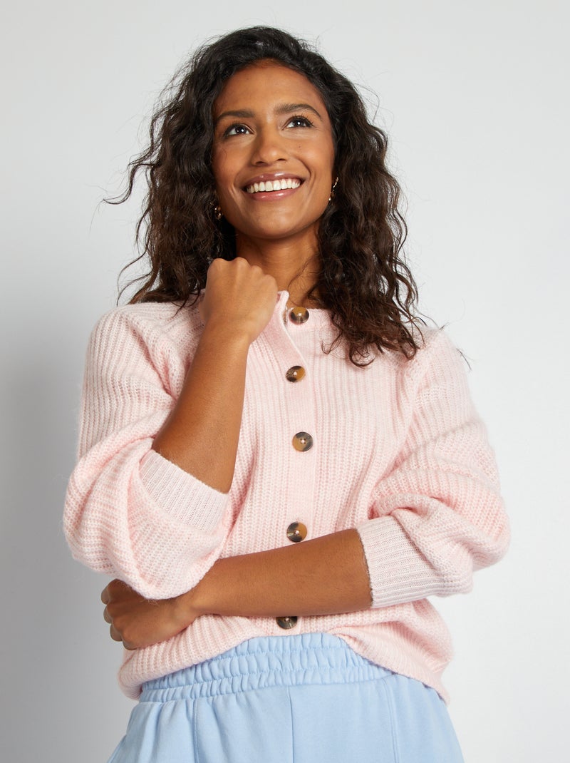 Gilet en maille grosse jauge Rose - Kiabi