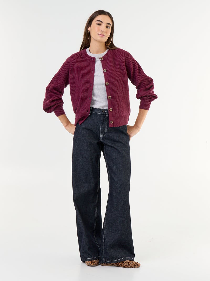 Gilet en maille grosse jauge Rose - Kiabi