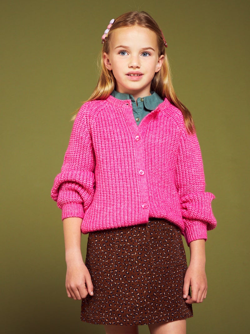 Gilet en maille grosse jauge rose indien - Kiabi