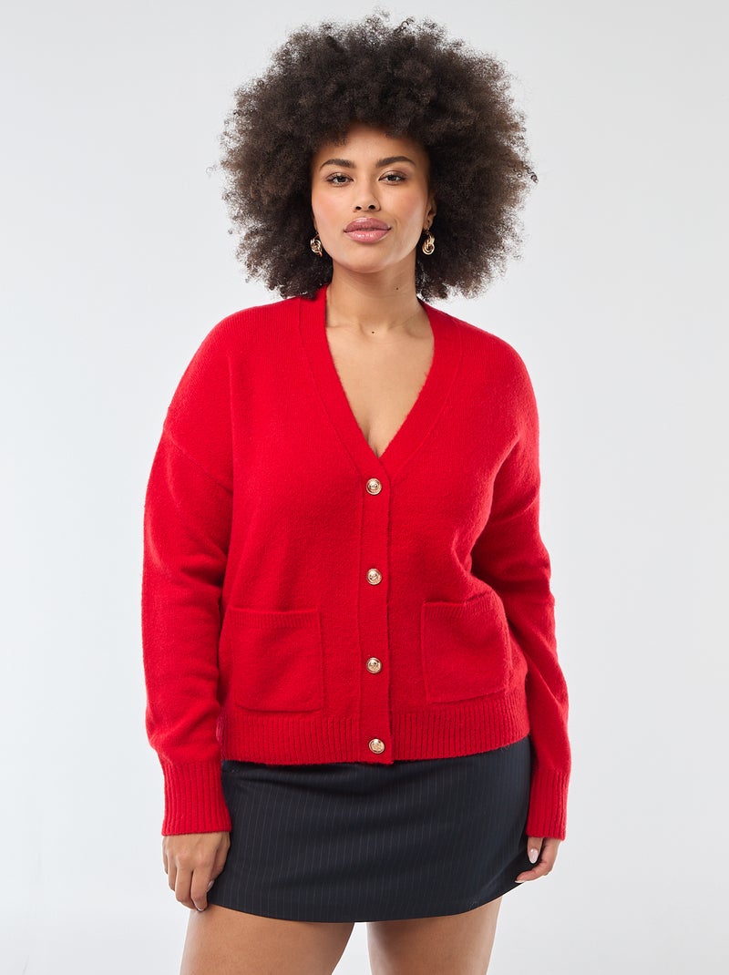 Gilet en maille grosse jauge Rouge - Kiabi