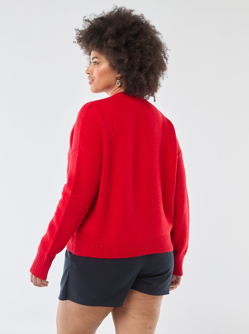 Gilet en maille grosse jauge Rouge - Kiabi