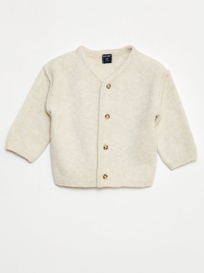 Gilet en maille grosse jauge uni Beige - Kiabi