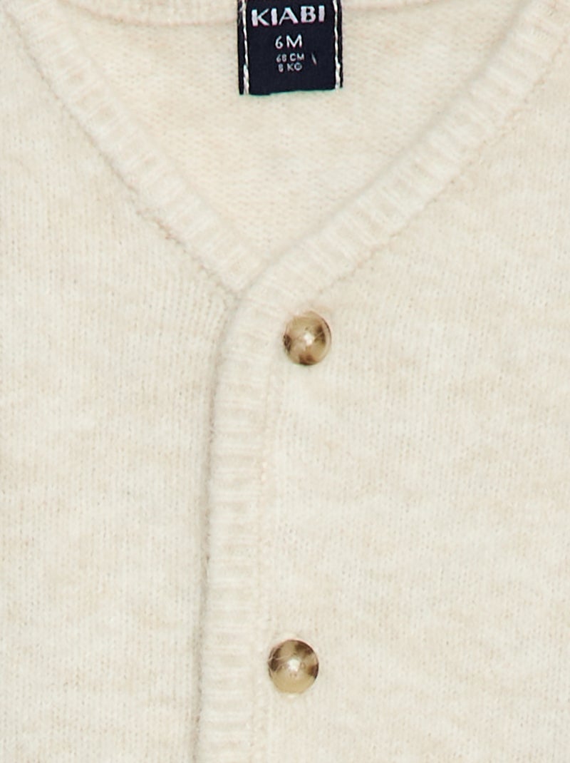Gilet en maille grosse jauge uni Beige - Kiabi