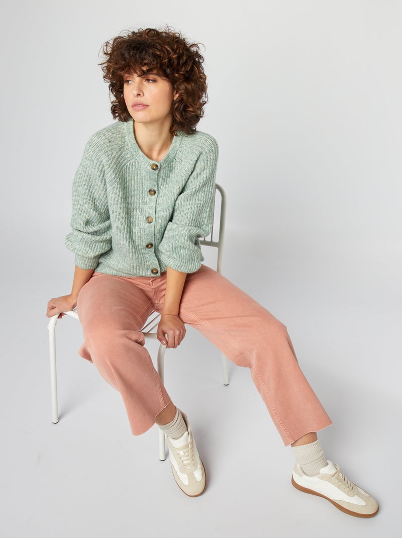 Gilet en maille grosse jauge Vert - Kiabi