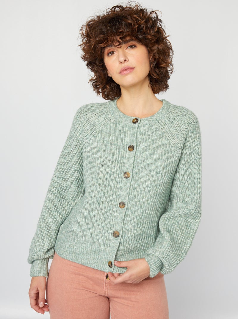 Gilet en maille grosse jauge Vert - Kiabi