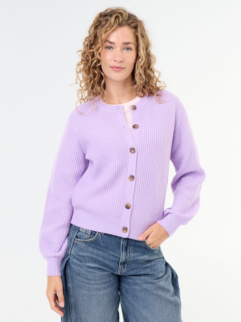 Gilet en maille grosse jauge Violet - Kiabi