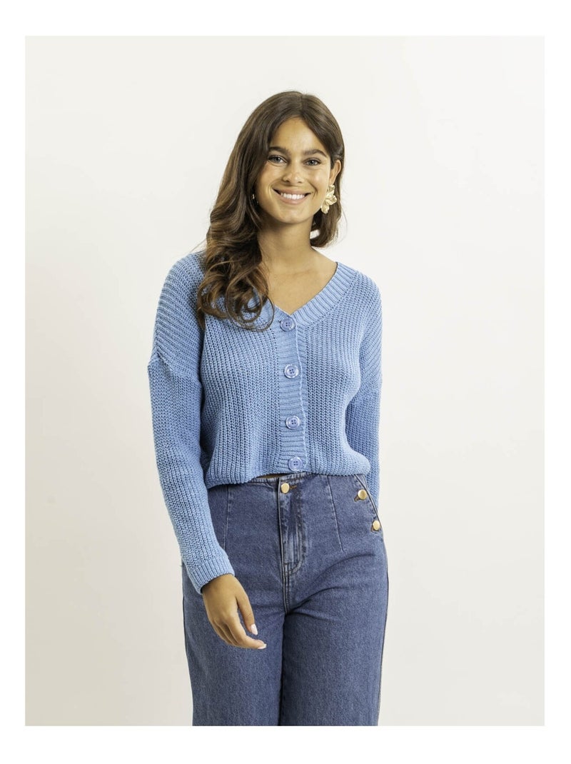 Gilet en maille KORFULA Bleu - Kiabi