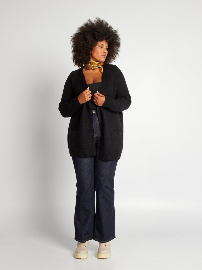 Gilet en maille mi-long noir - Kiabi