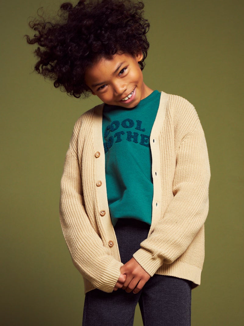 Gilet en maille perlée Beige - Kiabi