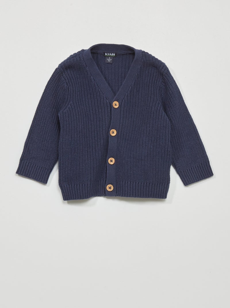 Gilet en maille perlée bleu noir - Kiabi