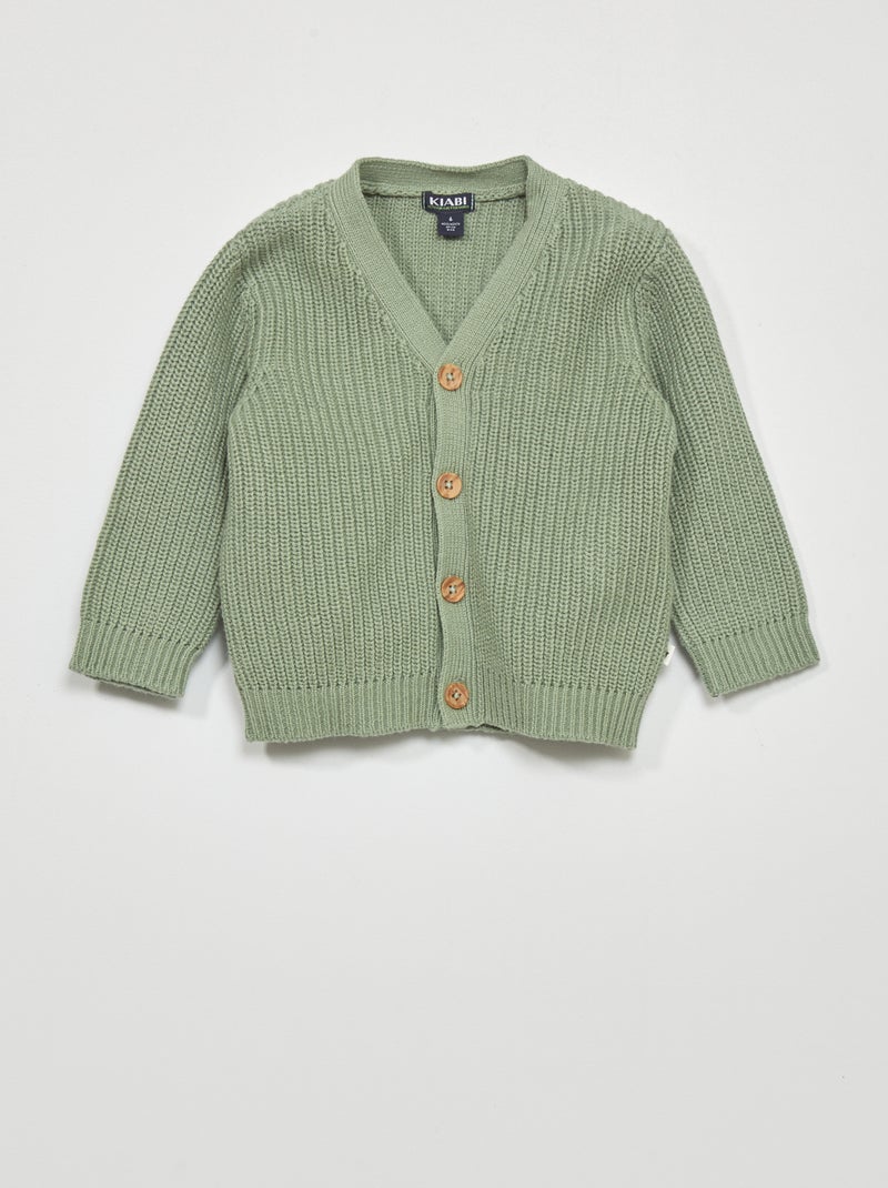 Gilet en maille perlée Vert - Kiabi