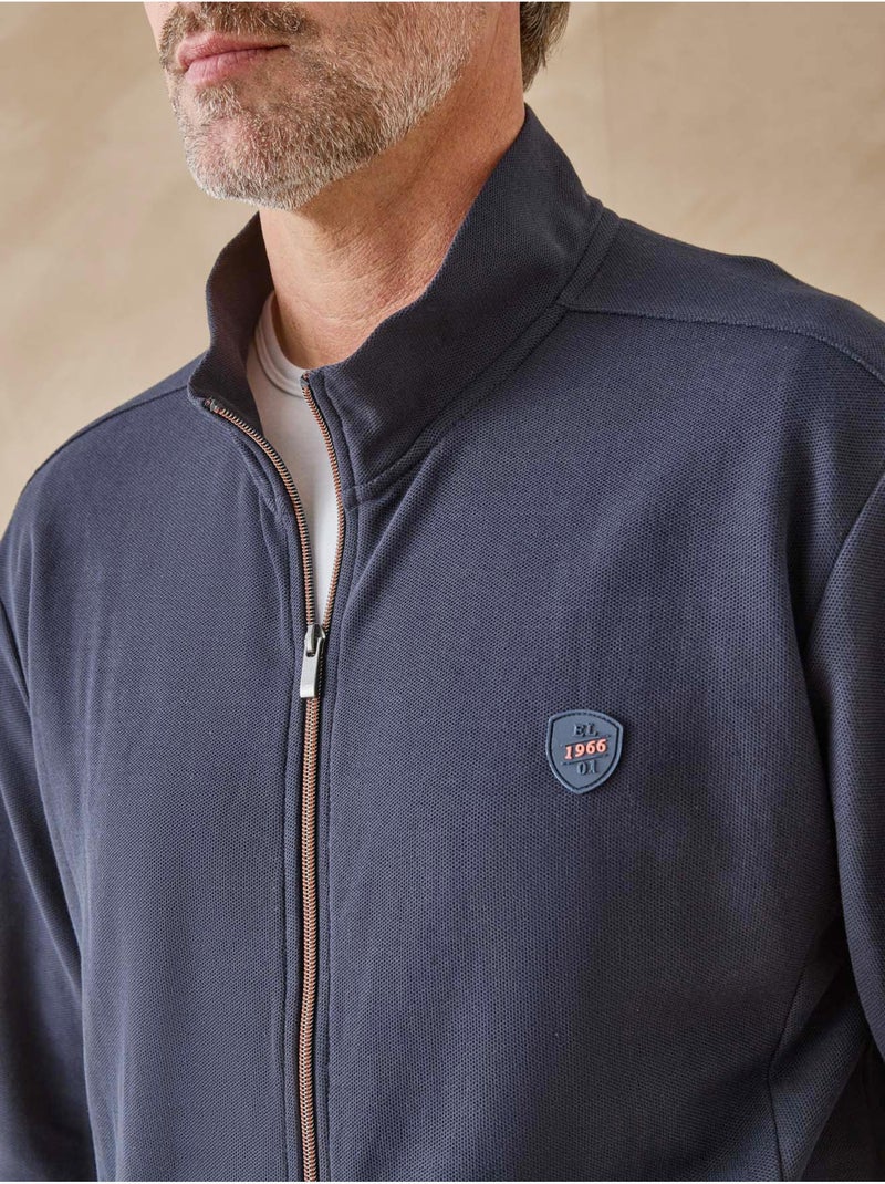 Gilet en maille piquée zippé - DAXON Bleu marine - Kiabi
