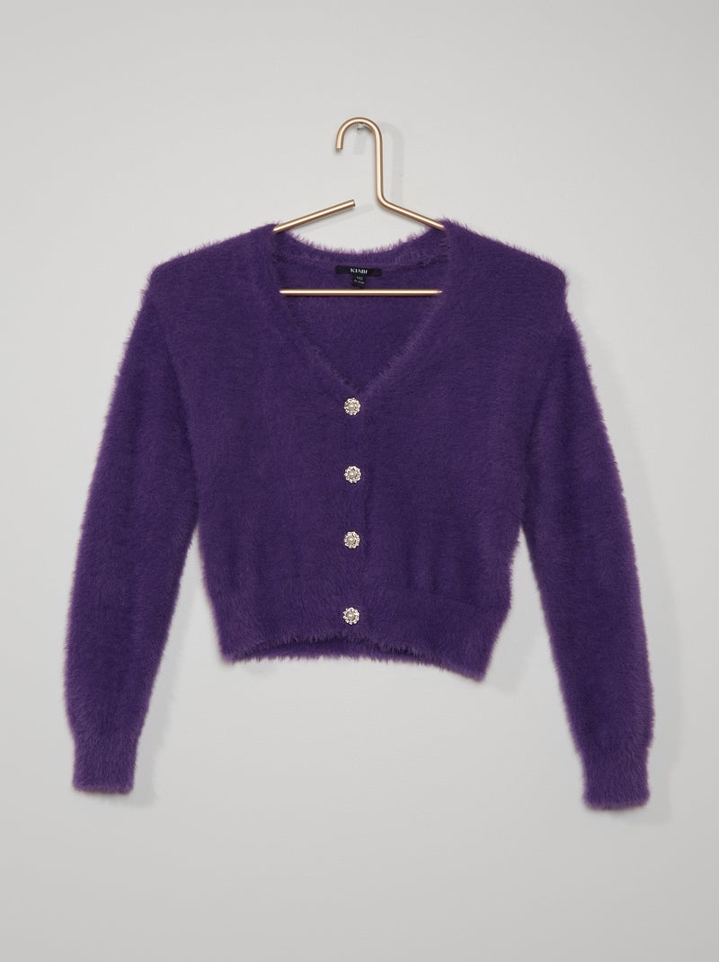Gilet en maille poilue violet - Kiabi