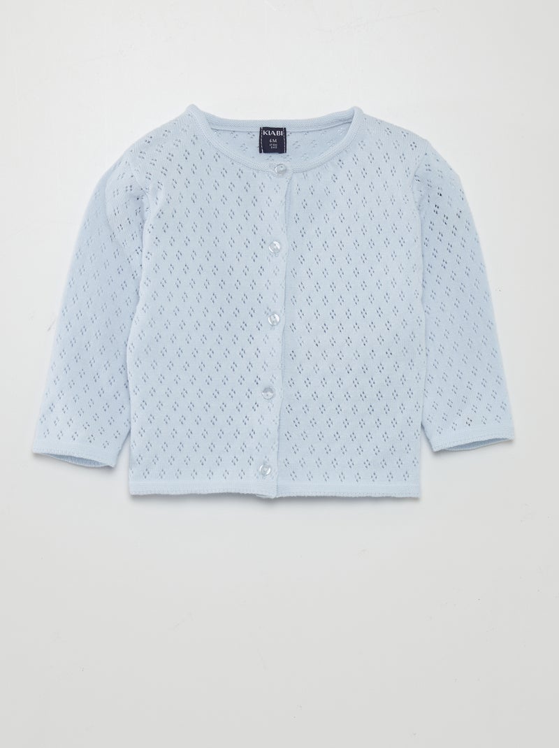 Gilet en maille pointelle Bleu - Kiabi