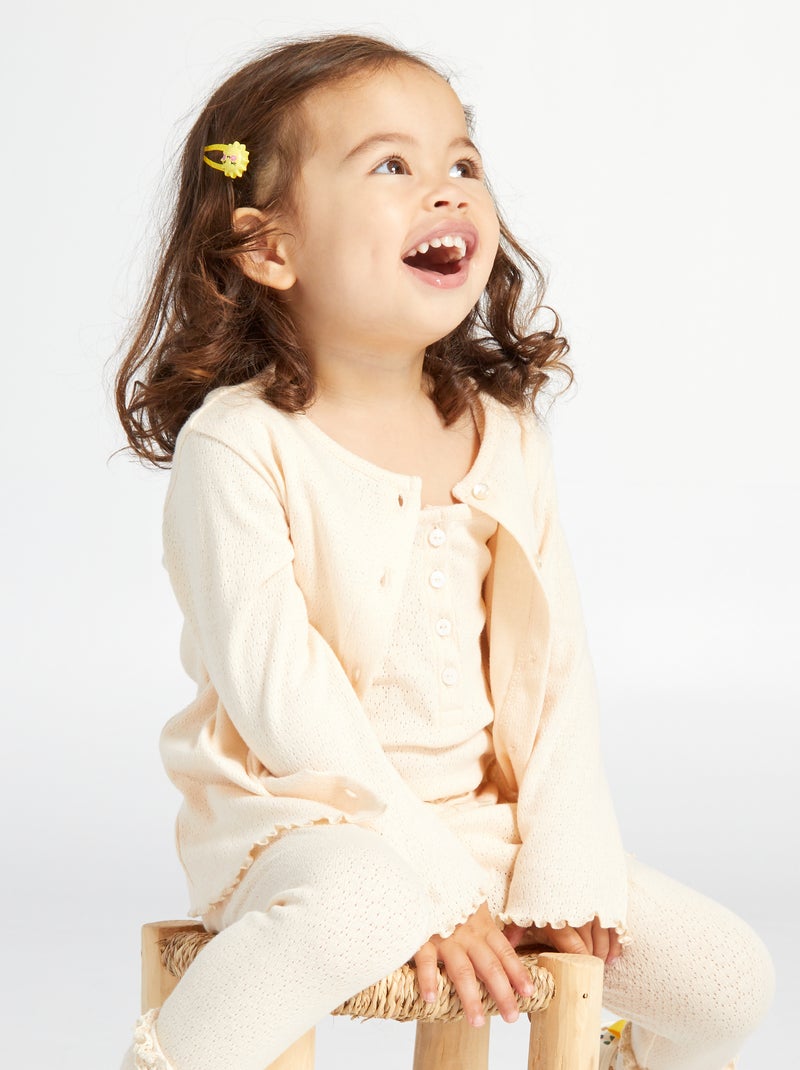 Gilet en maille pointelle Ecru - Kiabi