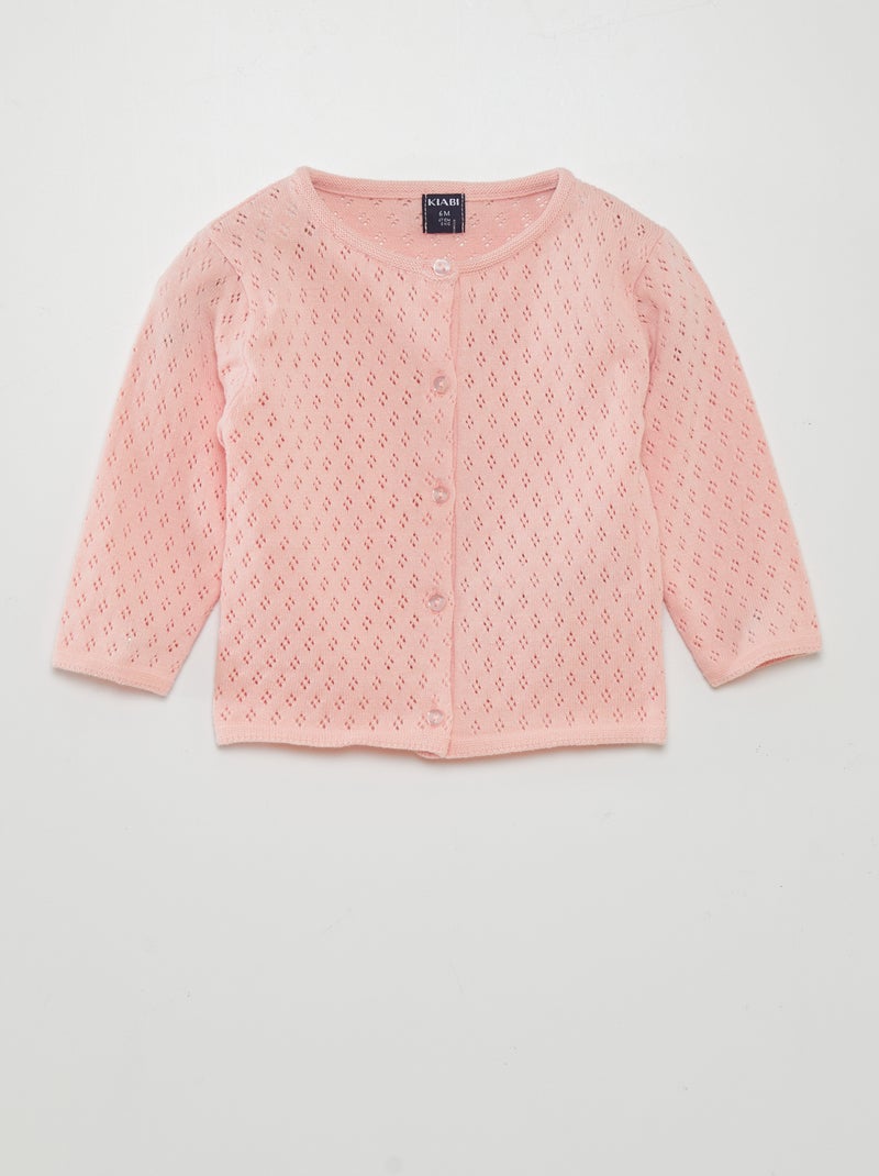 Gilet en maille pointelle Rose - Kiabi