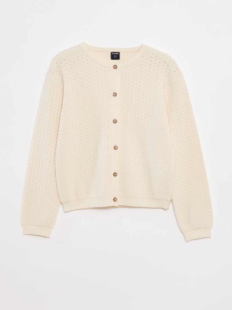 Gilet en maille pointelle uni Blanc - Kiabi