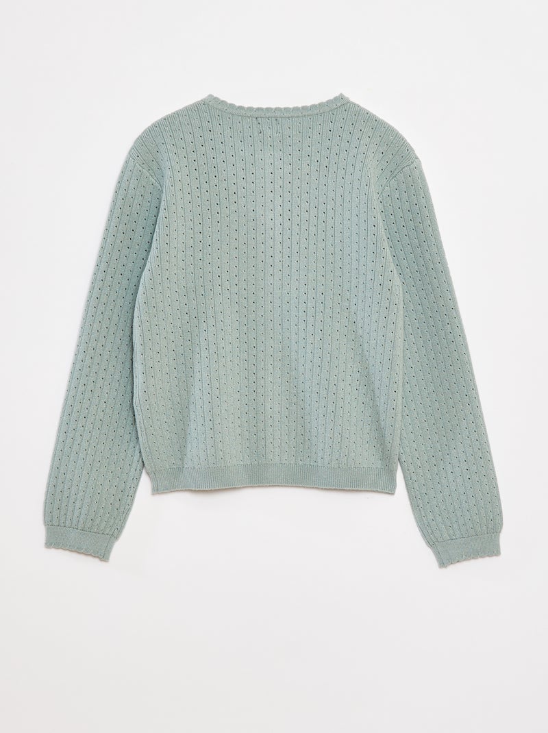 Gilet en maille pointelle uni Vert - Kiabi