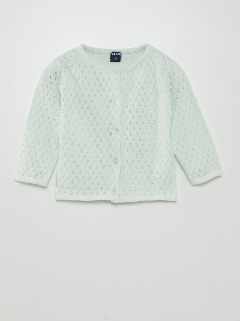 Gilet en maille pointelle Vert - Kiabi