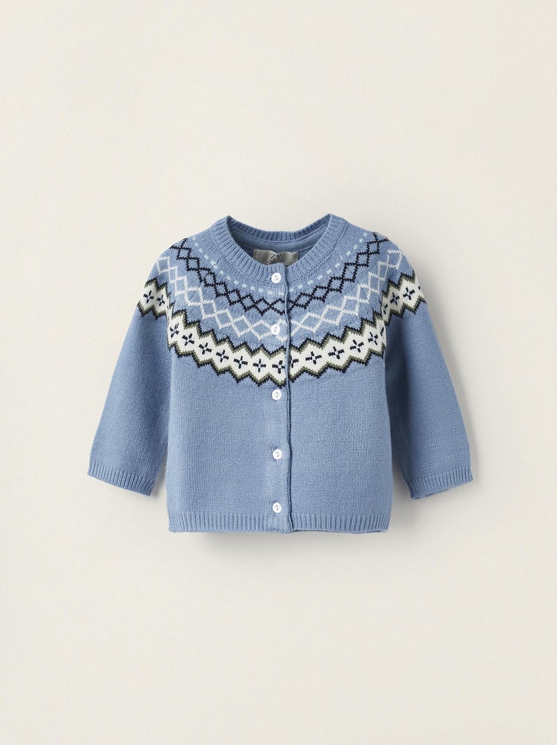 Gilet en Maille pour Nouveau-Né   BALMORAL'S AFTERNOONS Bleu - Kiabi
