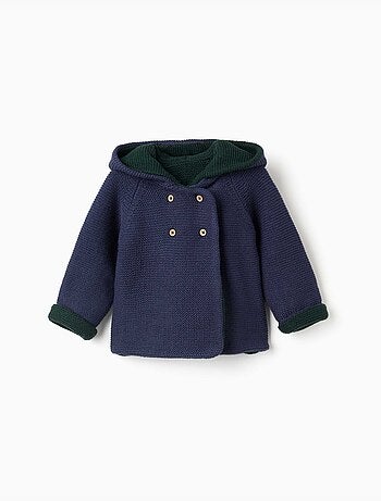Gilet en maille réversible avec capuche