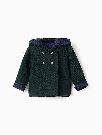 Gilet en maille réversible avec capuche