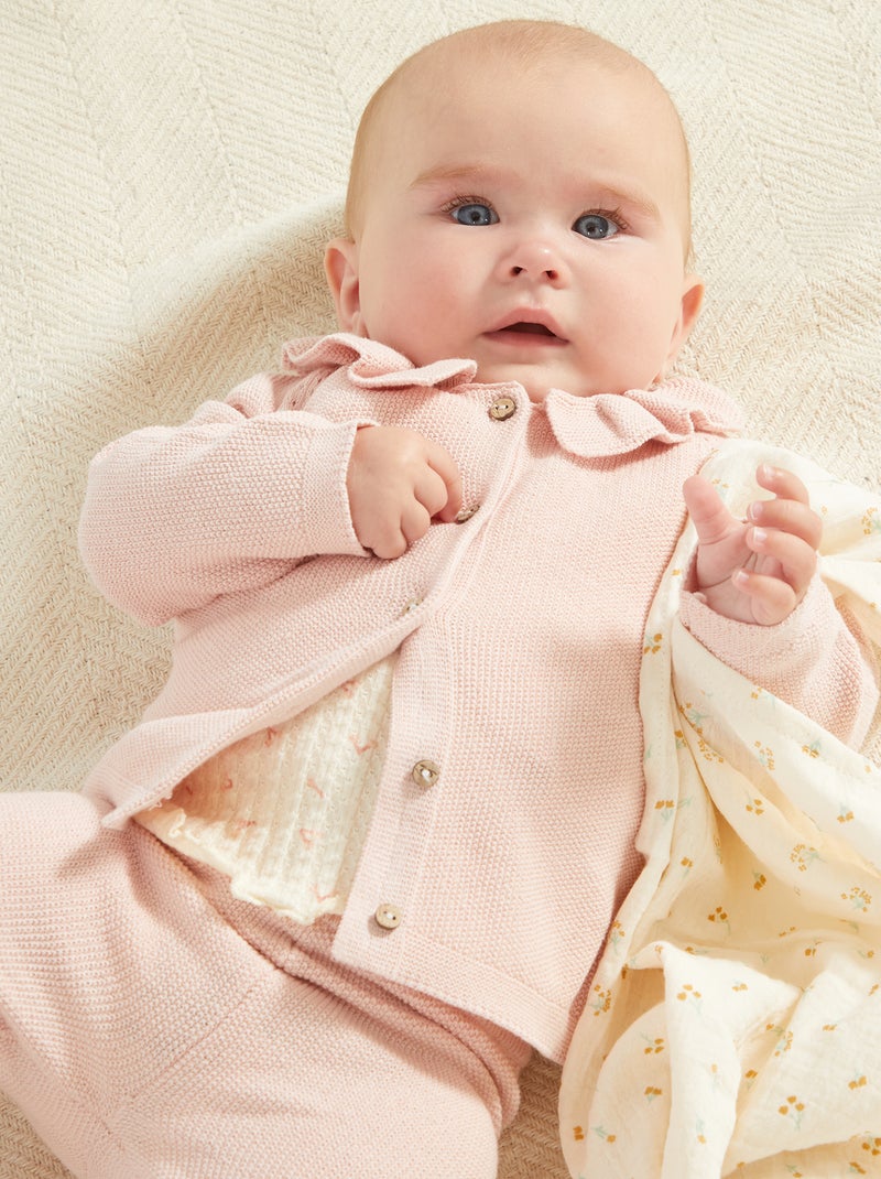 Gilet  en maille rose - Kiabi