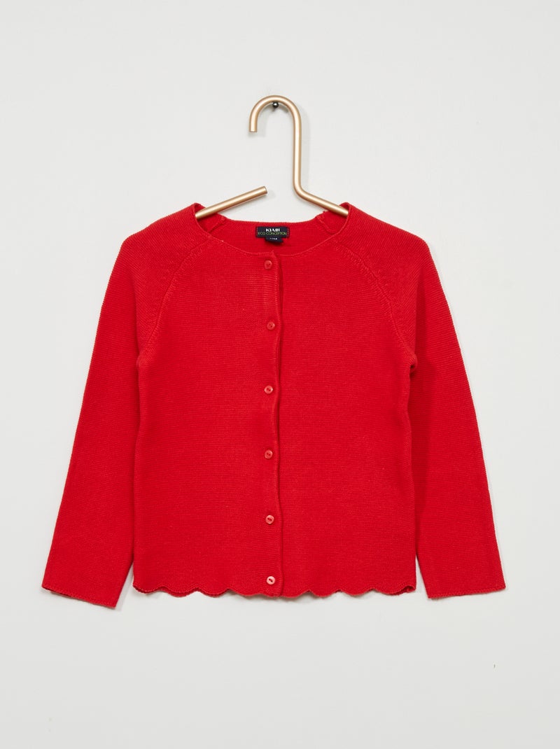 Gilet en maille rouge cerise - Kiabi