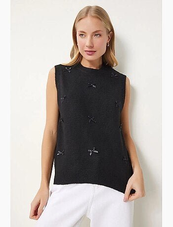 Gilet en maille texturée à col rond istanbul
