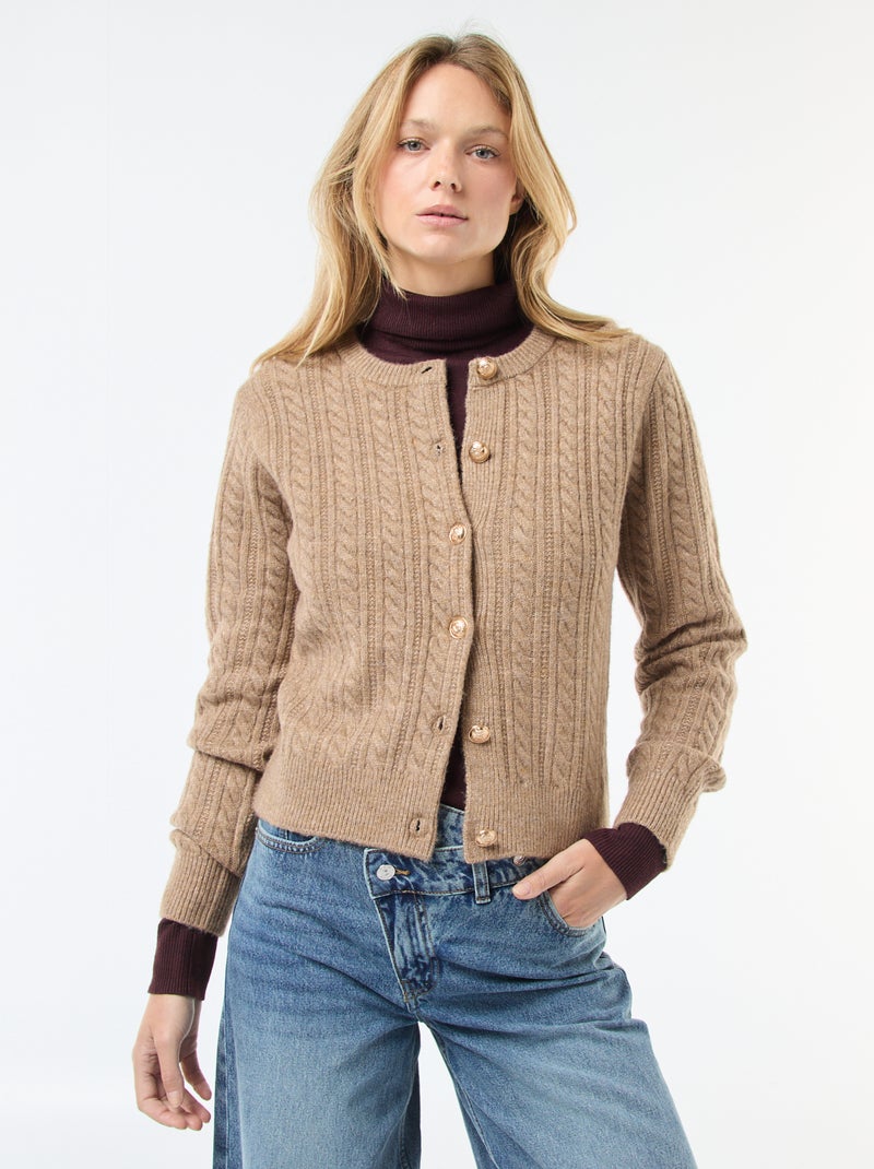 Pull Torsadé Gilet Femme Avec Perles Gilet En Maille Torsade Avec